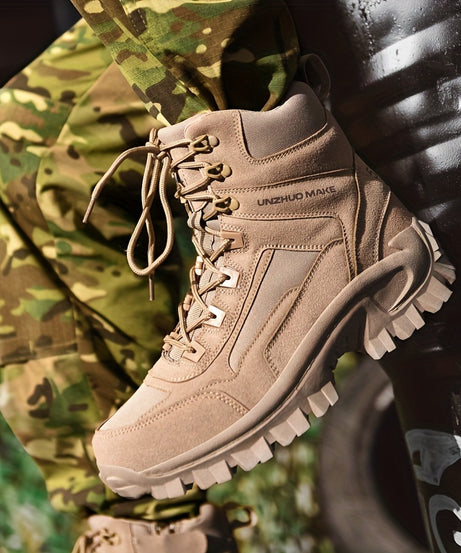 Men's High Top Hiking Boots, Shock-absorbing Non-slip Desert Boot, Winter Outdoor Camping Trekking Shoes