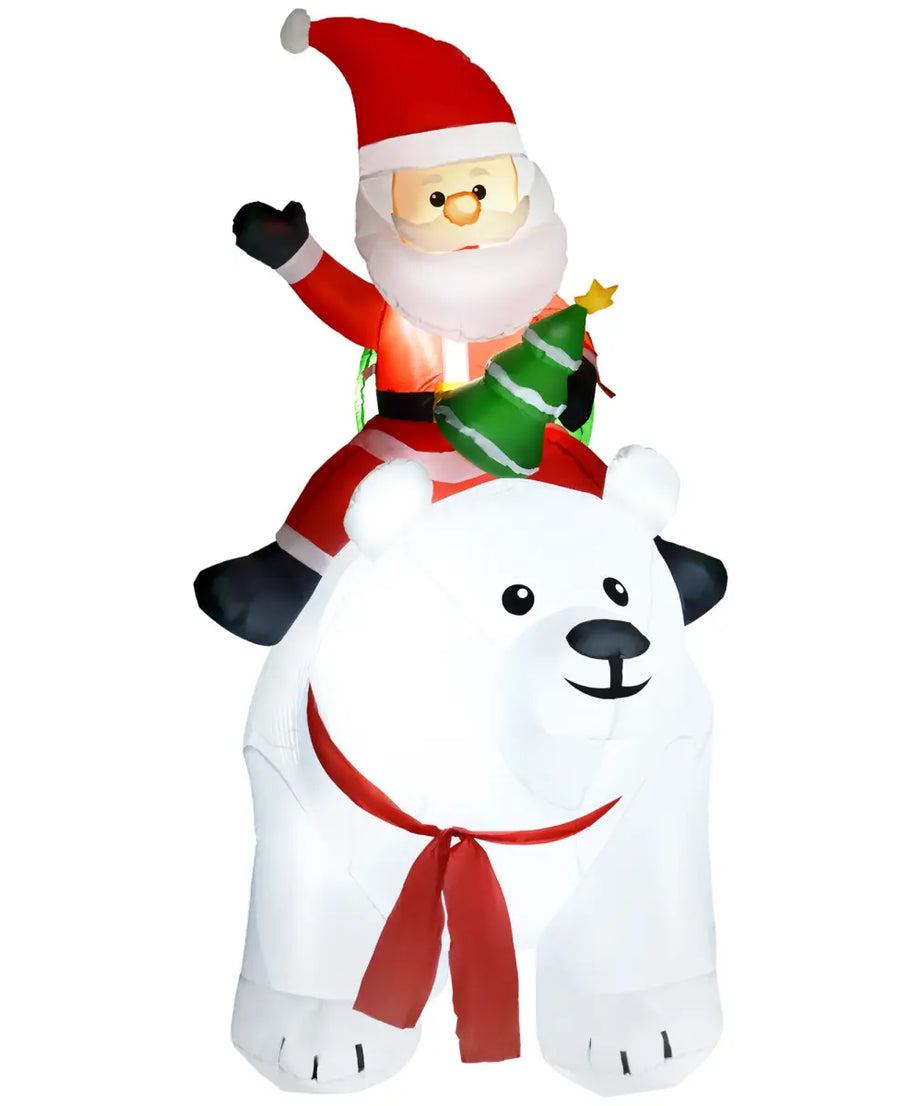 Outsunny 6.6FT Christmas Inflatable Santa Claus w/ Polar Bear for Graden