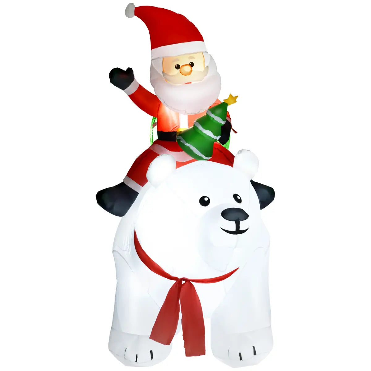 Outsunny 6.6FT Christmas Inflatable Santa Claus w/ Polar Bear for Graden